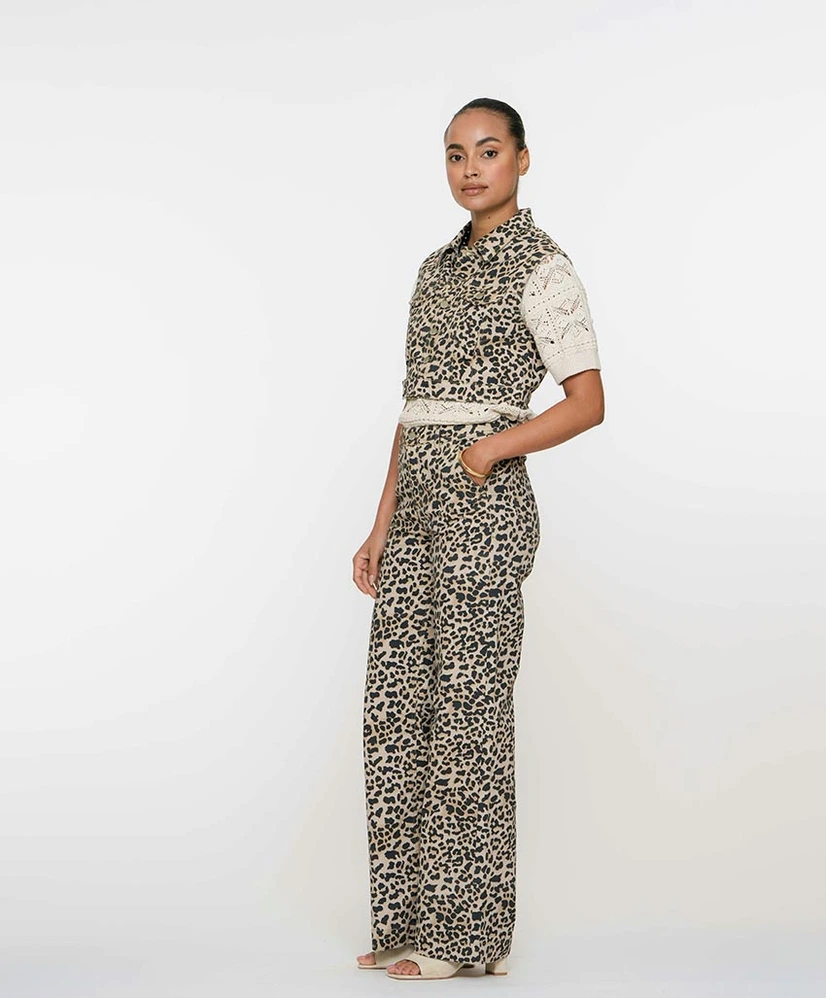 Geisha Jeans Wide Leg Leopard