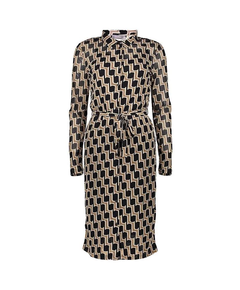 Geisha Jurk Mesh Allover Print