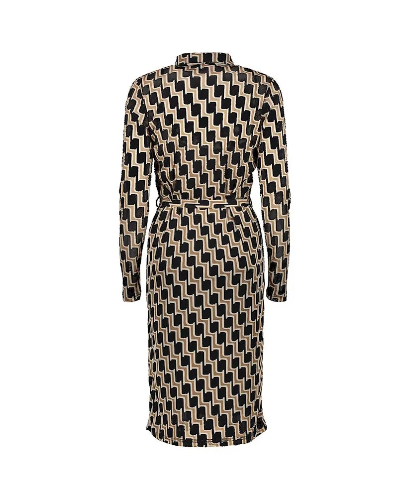 Geisha Jurk Mesh Allover Print