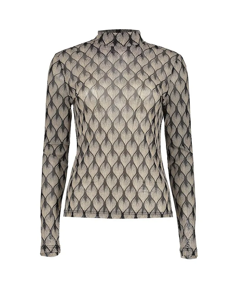 Geisha Mesh Top Allover Print