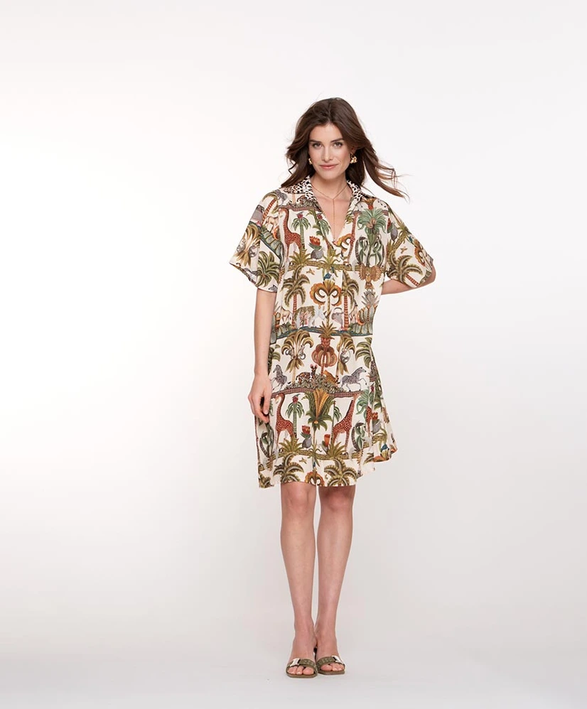 Geisha Midi Jurk Animal Jungle