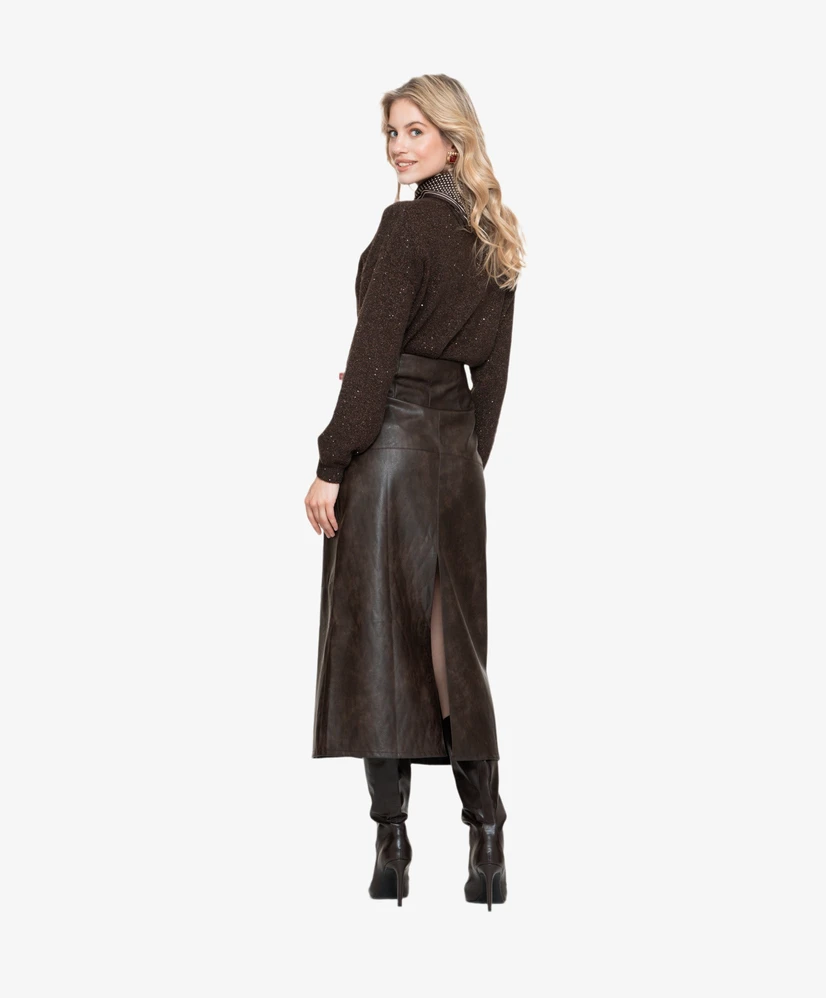 Geisha Midi Rok Uni Skirt PU