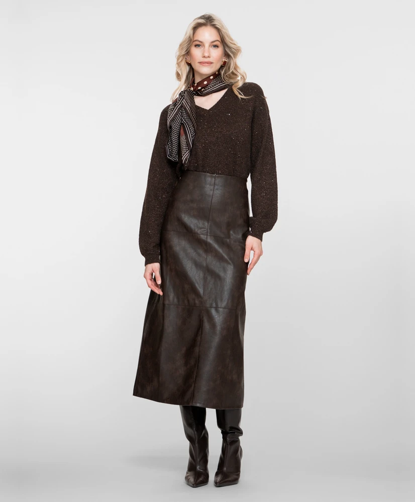 Geisha Midi Rok Uni Skirt PU