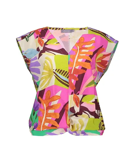 Geisha Top Colourblock Print