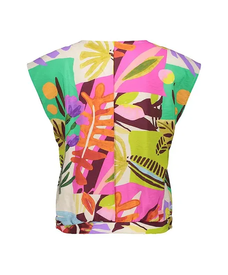 Geisha Top Colourblock Print