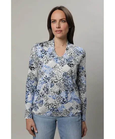 golléhaug T-Shirt V-Hals Allover Print