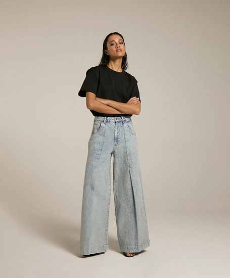 HOMAGE Jeans Wide Leg Pleat Detail