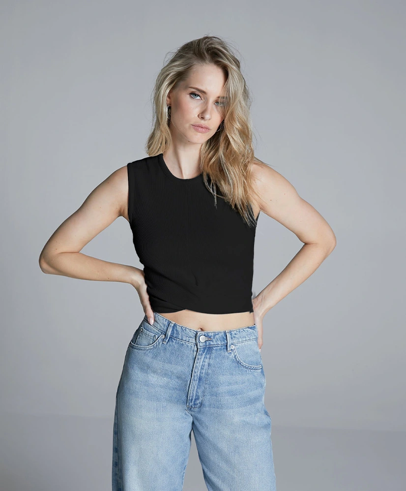HOMAGE Top Cropped Rib Knot