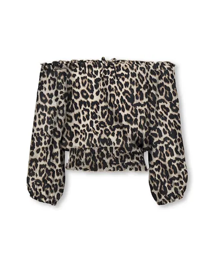 KIDS ONLY Off Shoulder Top Glow Leopard
