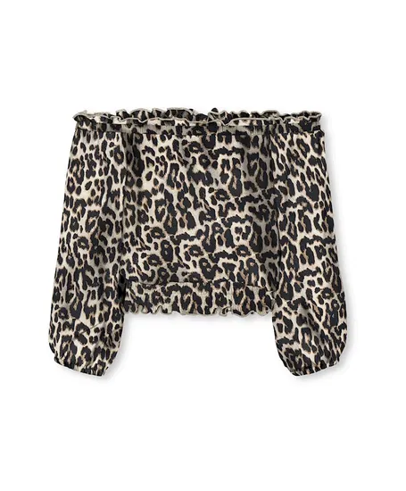 KIDS ONLY Off Shoulder Top Glow Leopard
