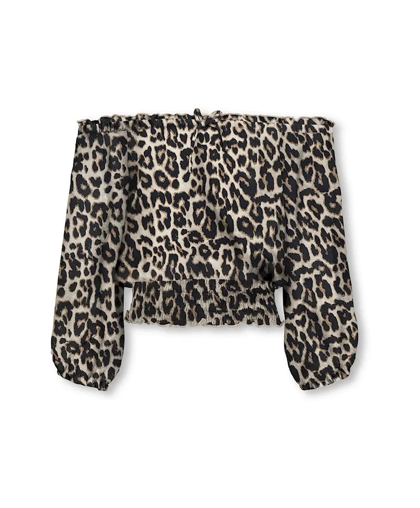 KIDS ONLY Off Shoulder Top Glow Leopard
