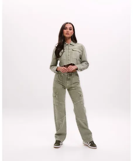Malelions Women Cargo Spijkerjack Cropped