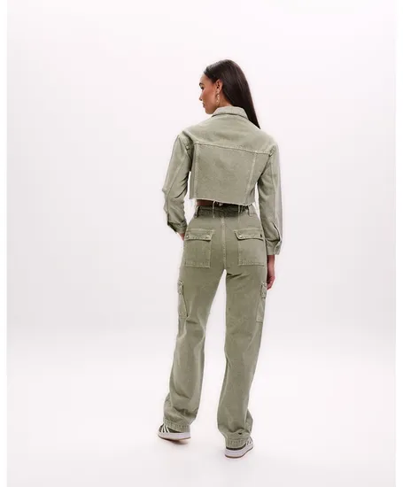 Malelions Women Cargo Spijkerjack Cropped