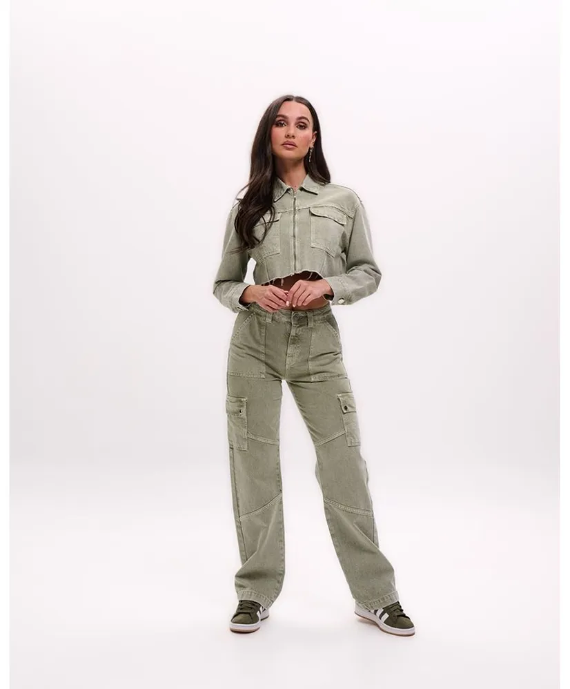 Malelions Women Cargo Spijkerjack Cropped
