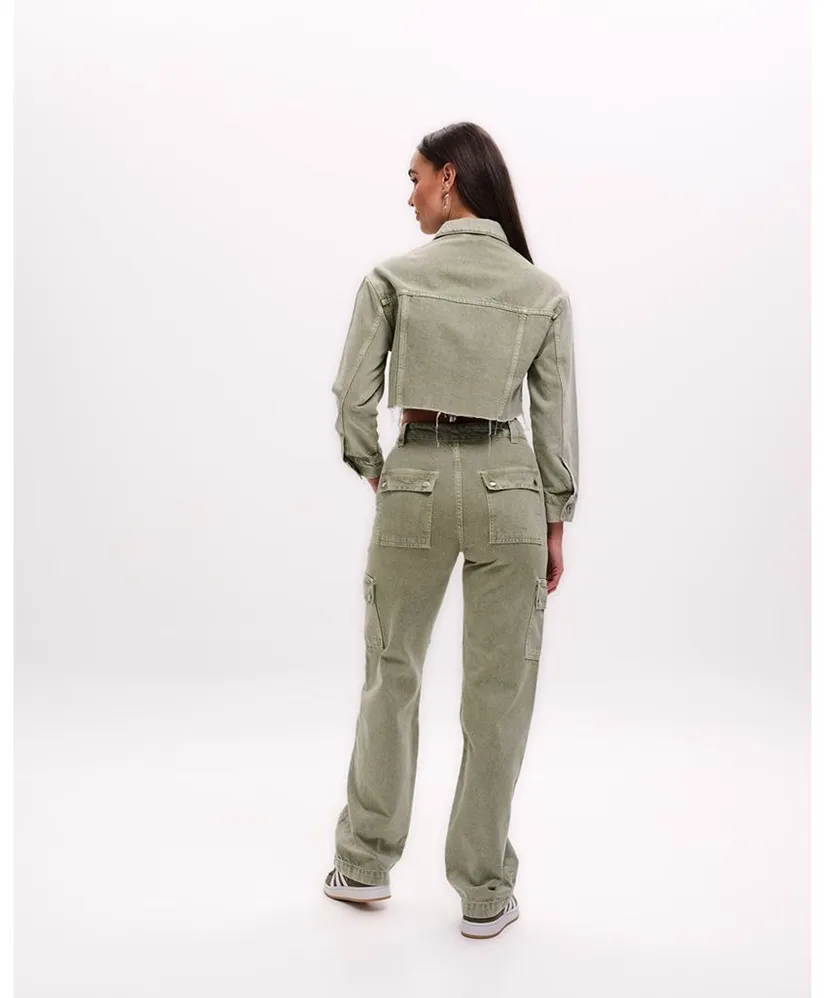 Malelions Women Cargo Spijkerjack Cropped