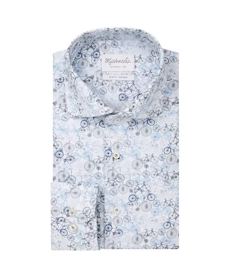 Michaelis Overhemd Allover Print Slim Fit