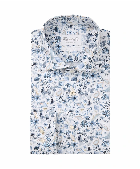 Michaelis Overhemd Allover Print Slim Fit
