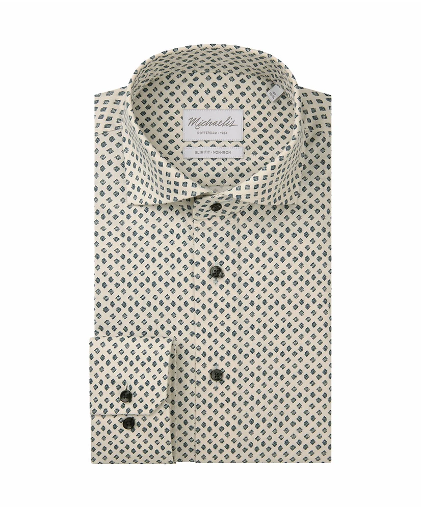 Michaelis Overhemd Allover Print Slim Fit