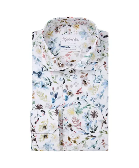 Michaelis Overhemd Bloemenprint Slim Fit