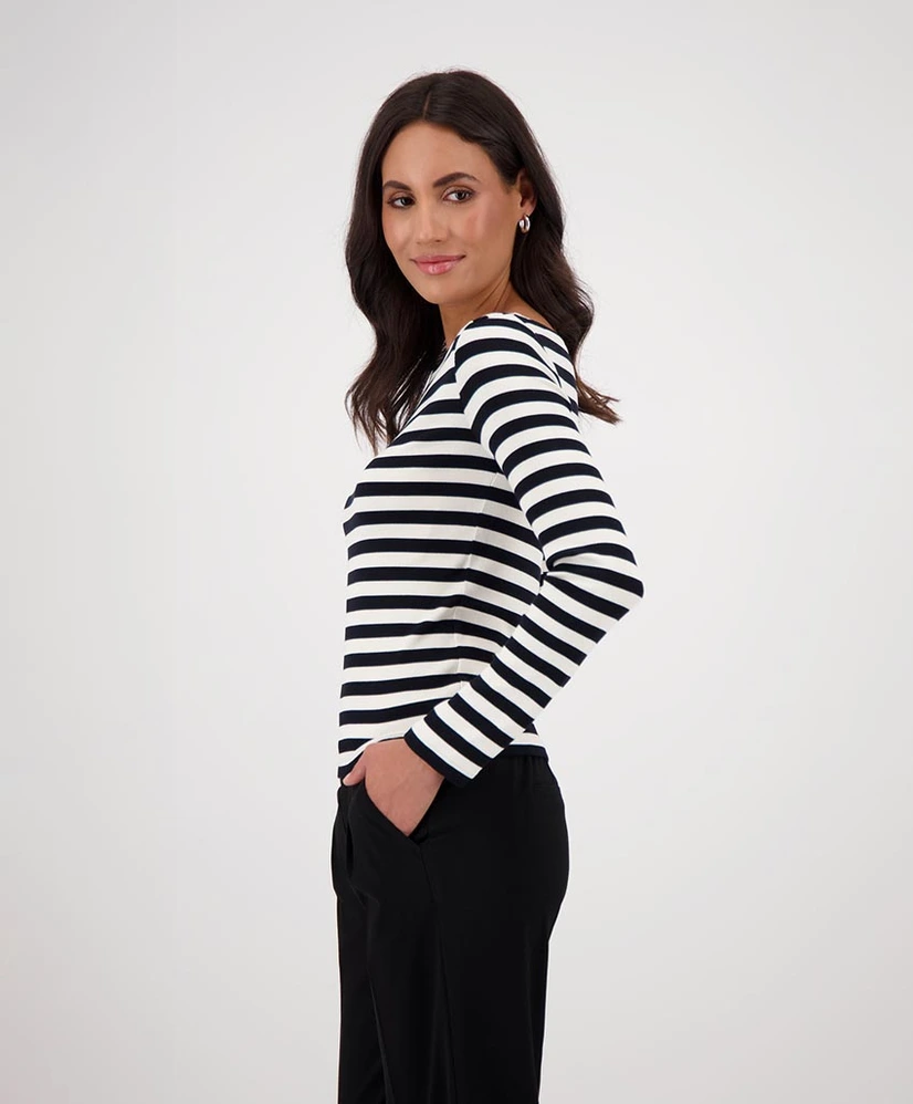 Monari T-shirt Gestreept Strass