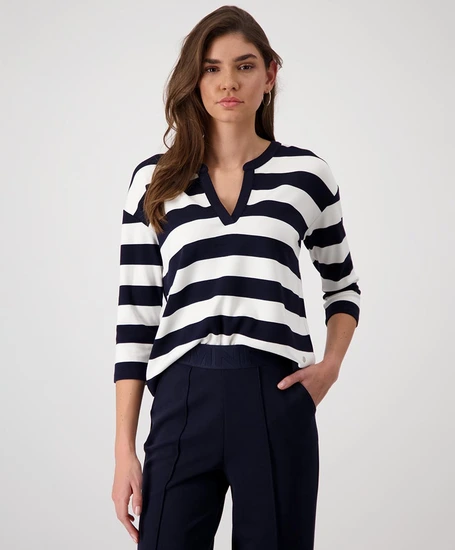 Monari T-shirt Gestreept V-hals