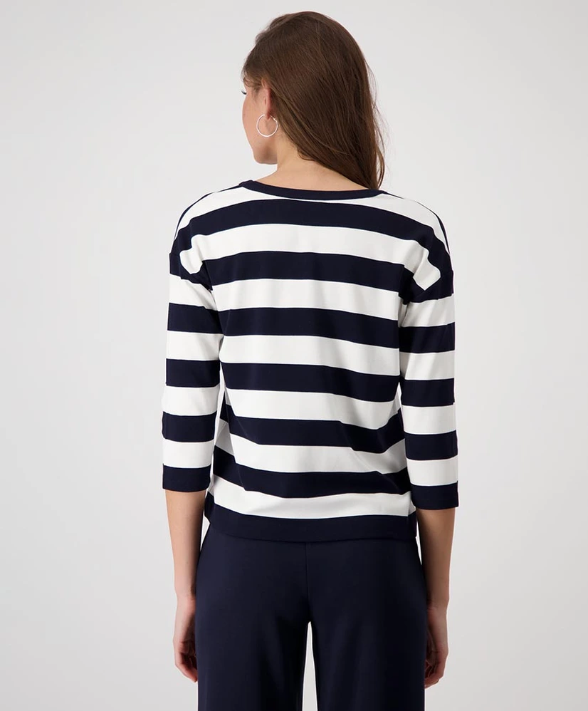 Monari T-shirt Gestreept V-hals
