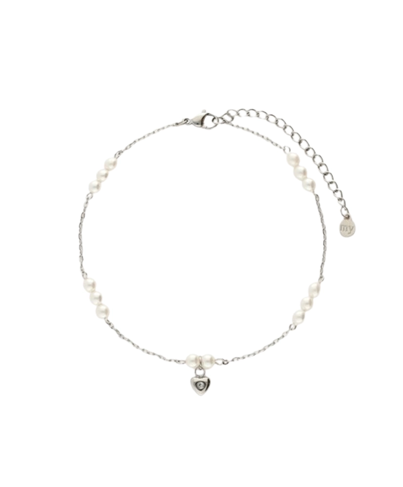 My Jewellery Enkelbandje Pearl Chain Heart
