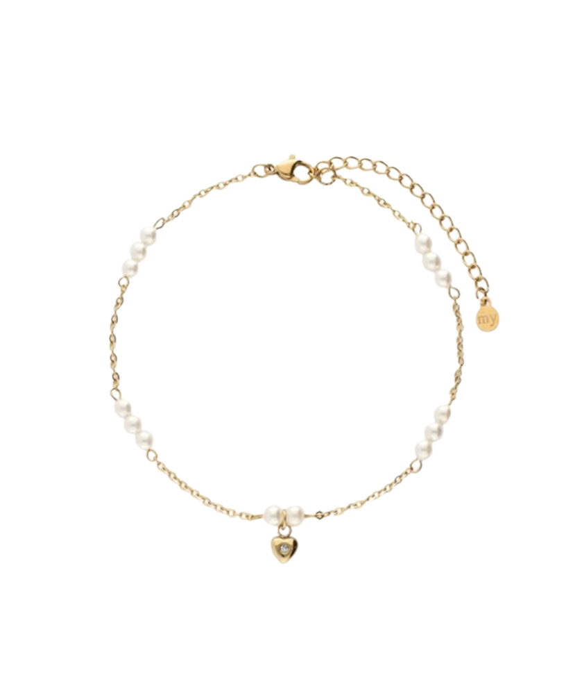 My Jewellery Enkelbandje Pearl Chain Heart