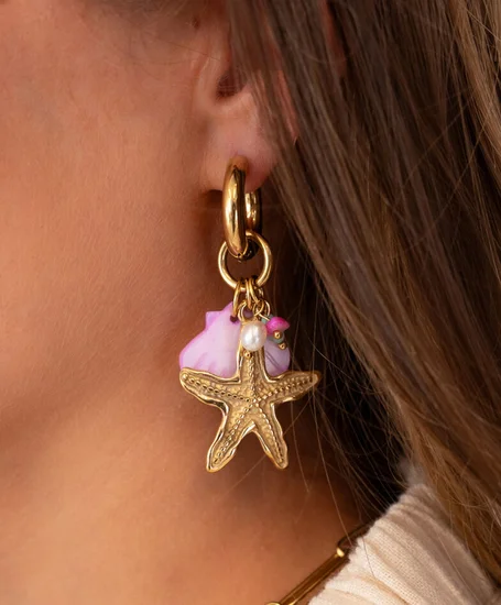 My Jewellery Oorbellen Hoop Starfish Beads