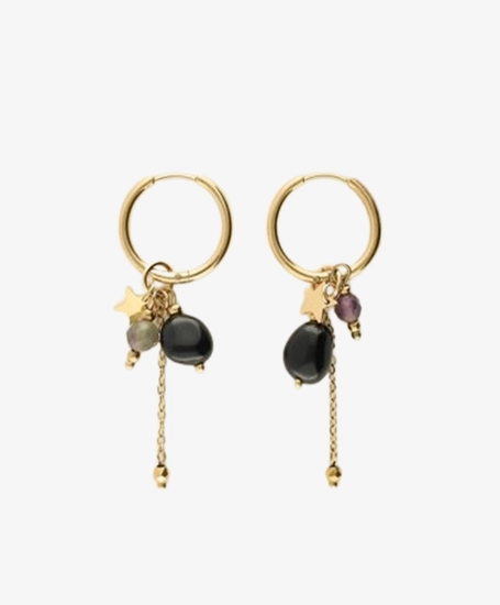 My Jewellery Oorbellen Hoops Black Stones