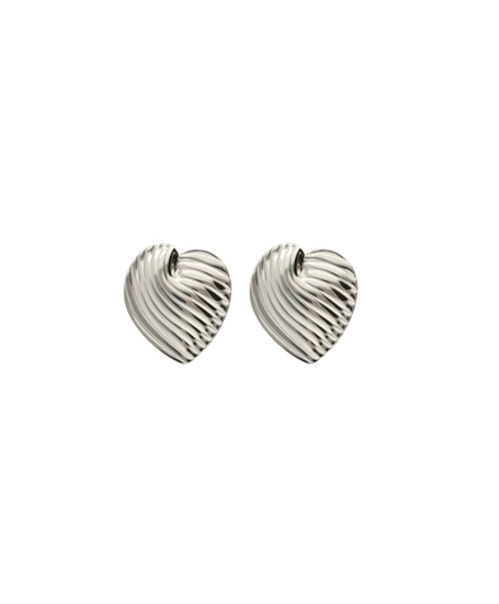 My Jewellery Oorbellen Wavy Fine Striped Heart