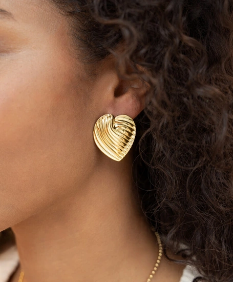 My Jewellery Oorbellen Wavy Fine Striped Heart