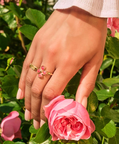 My Jewellery Ring Clover Pink Agate