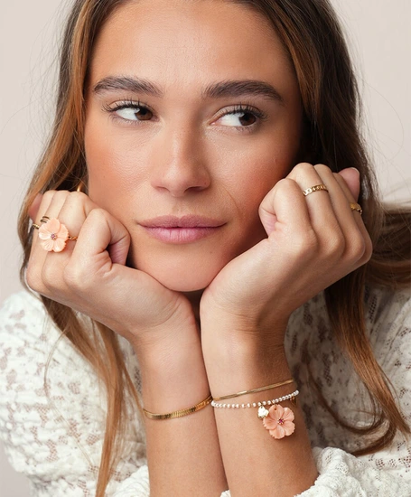 My Jewellery Ring Peach Shell Flower