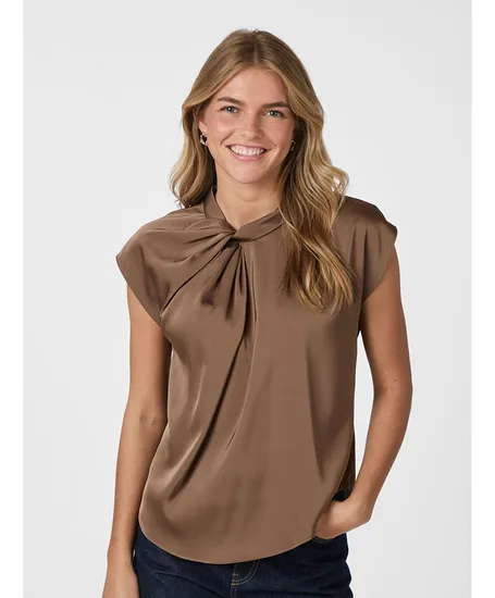 Neo Noir Top Fleur Drapy Satin