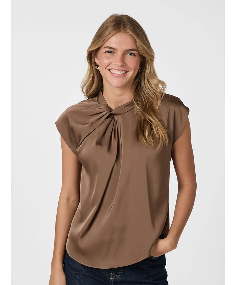 Neo Noir Top Fleur Drapy Satin