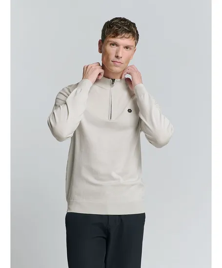 No Excess Half Zip Trui Effen