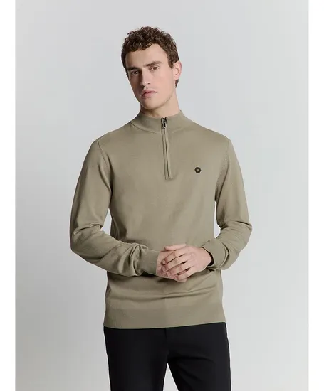 No Excess Half Zip Trui Effen