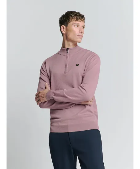 No Excess Half Zip Trui Effen
