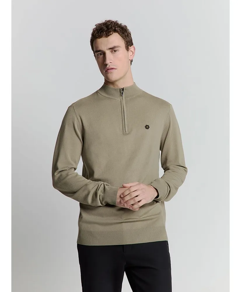 No Excess Half Zip Trui Effen