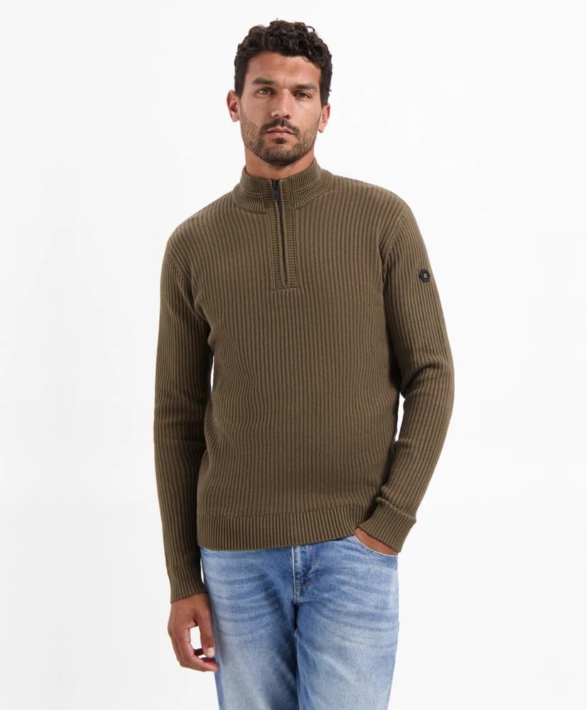 No Excess Half Zip Trui Rib