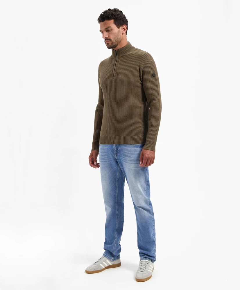 No Excess Half Zip Trui Rib