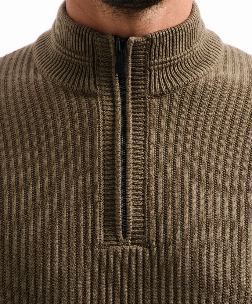 No Excess Half Zip Trui Rib