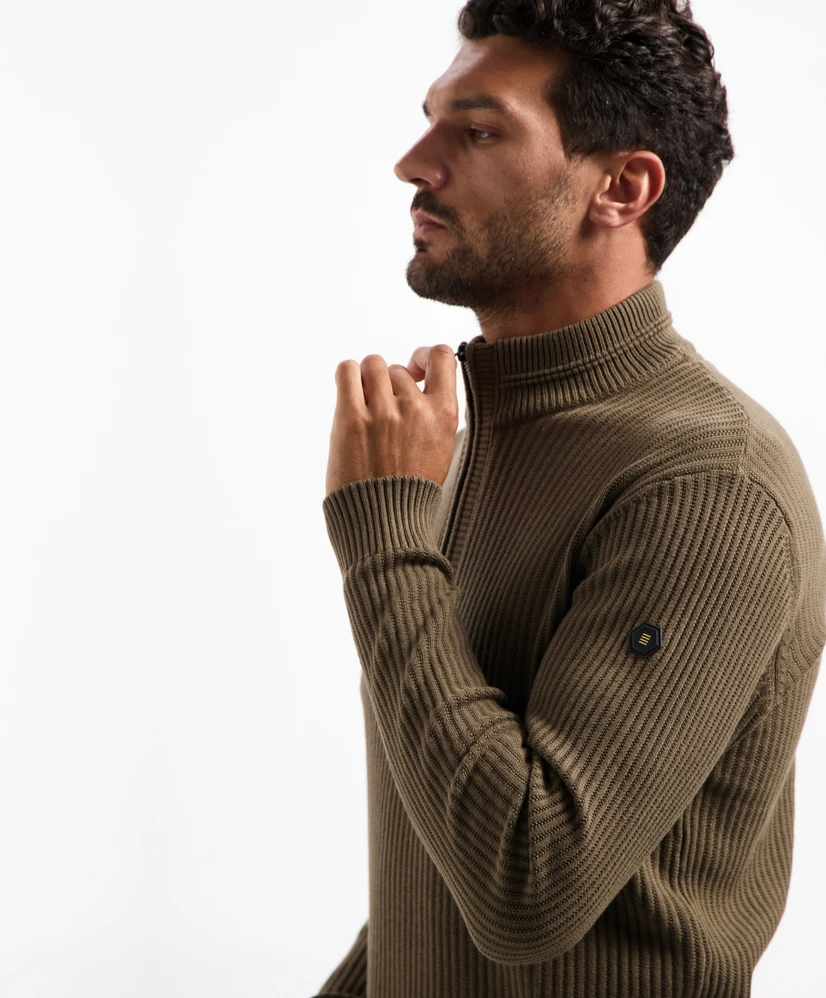 No Excess Half Zip Trui Rib