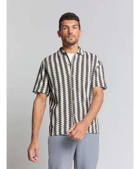 No Excess Overhemd Zig Zag Jacquard
