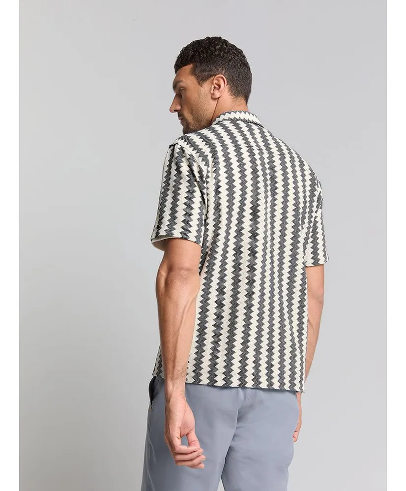 No Excess Overhemd Zig Zag Jacquard