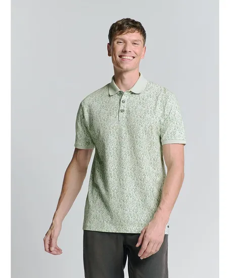 No Excess Polo Pique Allover Print