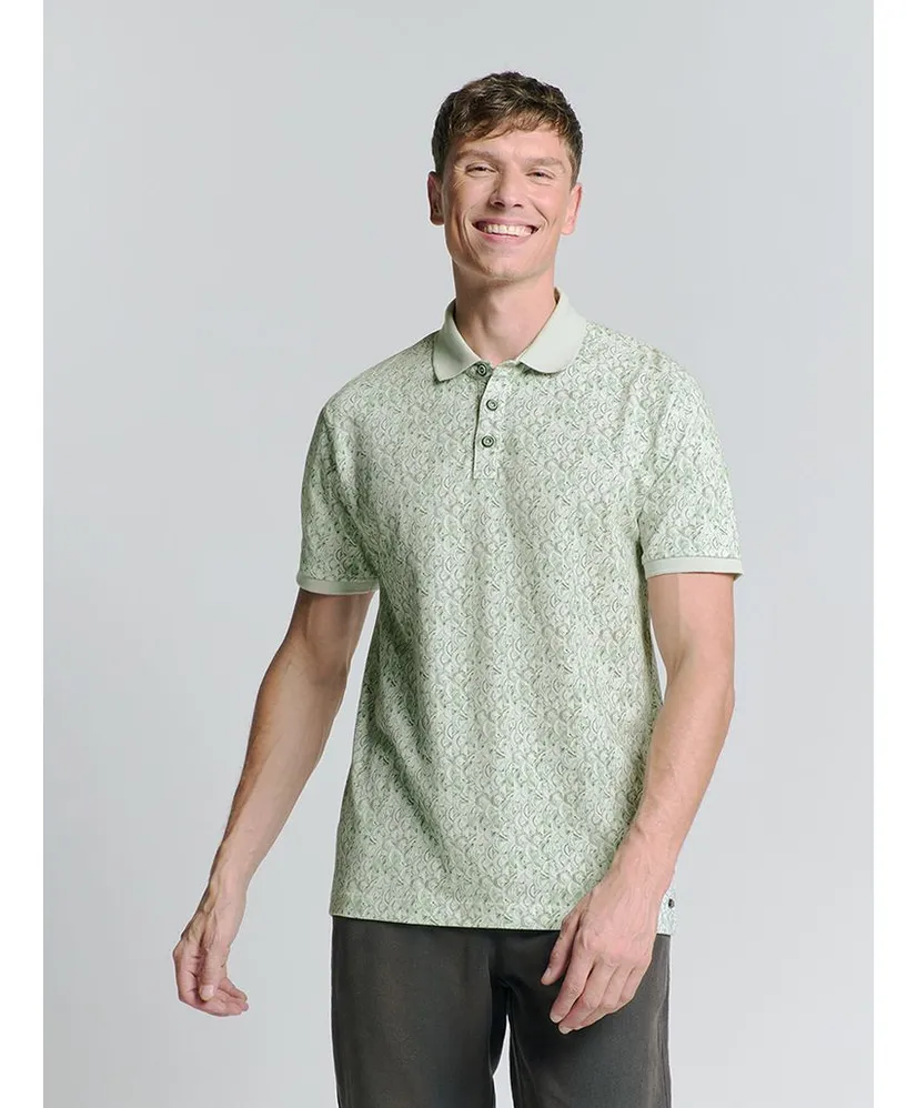 No Excess Polo Pique Allover Print