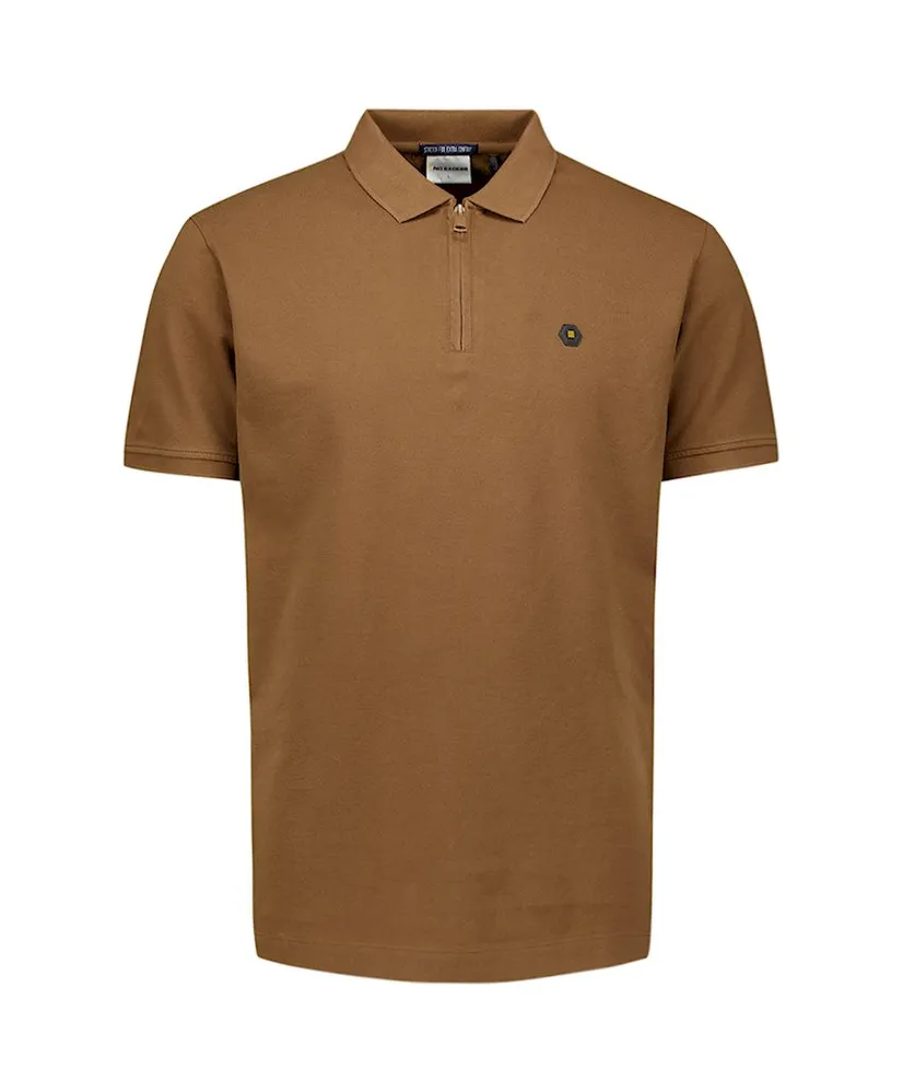 No Excess Polo Zip Pique Garment Dyed