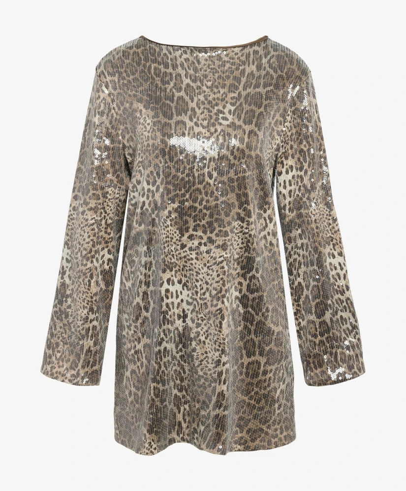 NOISY MAY Jurk Jessy Sequin Leopard